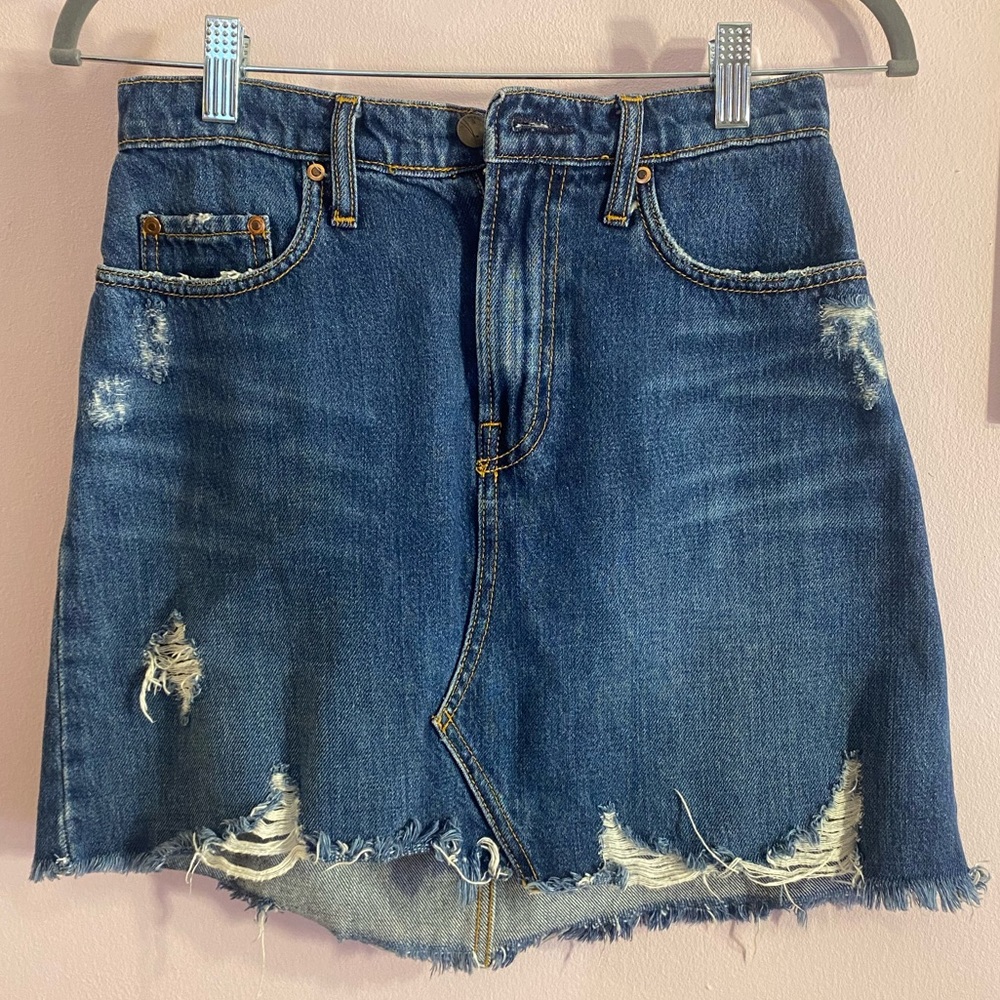 Jean Skirt Ripped Denim Skirt Nobody Brand 100% Cotton